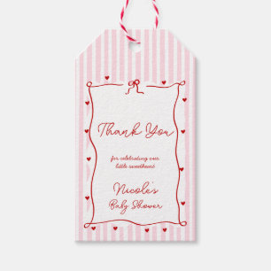 Pink Red Hearts Little Sweetheart Baby Shower Gift Tags