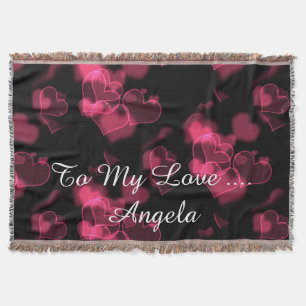 Pink Red Hearts Love design Throw Blanket