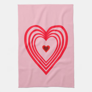 Pink Red Hearts Love Valentines Day 4Kate Tea Towel