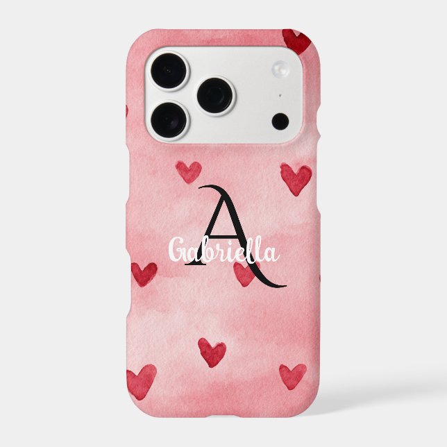 Pink Red Hearts Monogram Name (Back)