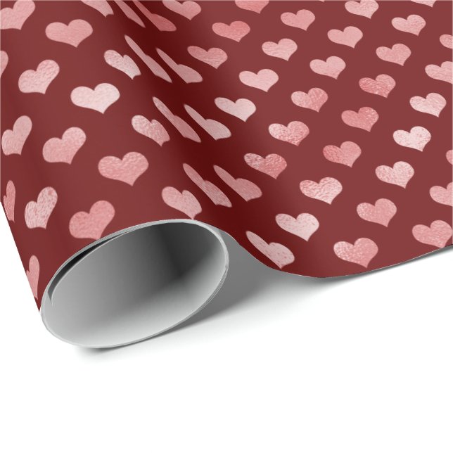 Pink Red Hearts Ombre Wrapping Paper (Roll Corner)