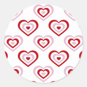 Pink Red Hearts Pattern Classic Round Sticker