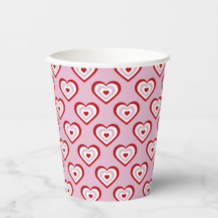 Pink Red Hearts Pattern Paper Cups