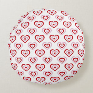 Pink Red Hearts Pattern Round Cushion