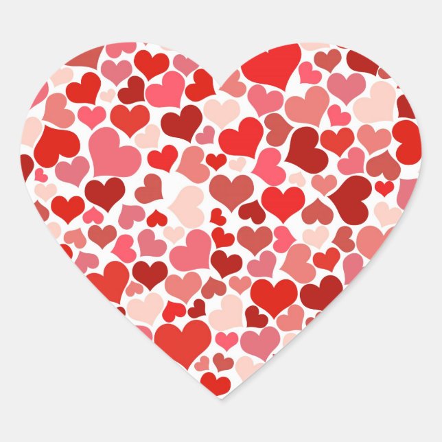 Pink Red Hearts Pattern Valentine's Day Love Gifts Heart Sticker (Front)