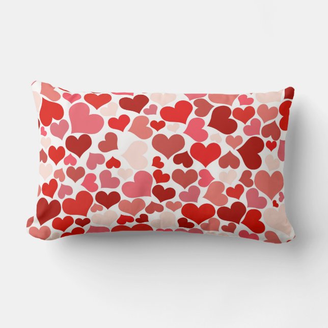Pink Red Hearts Pattern Valentine's Day Love Gifts Lumbar Cushion (Front)