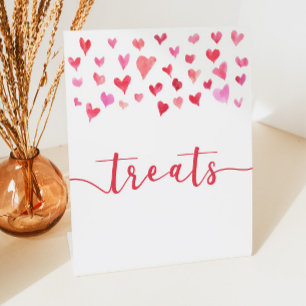 Pink Red Hearts Treats Sweets Table Party Sign