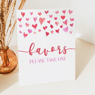 Pink Red Hearts Valentine Party Favours Table Sign