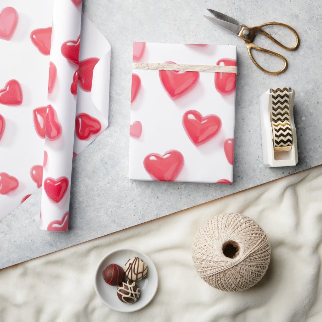 pink red hearts wrapping paper (Crafts)