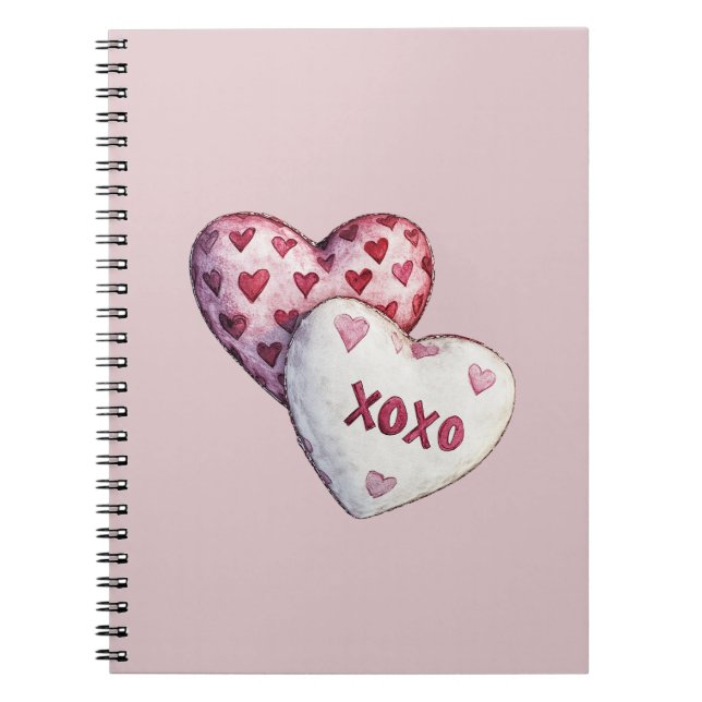 Pink Red Hearts XOXO Notebook (Front)