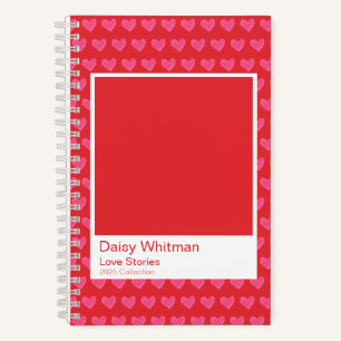 Pink & Red Illustrated Hearts Spiral Notebook