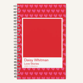 Pink & Red Illustrated Hearts Spiral Notebook