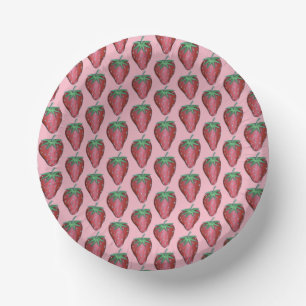 Pink Red Juicy Strawberry Strawberries Fruit Print Paper Plate