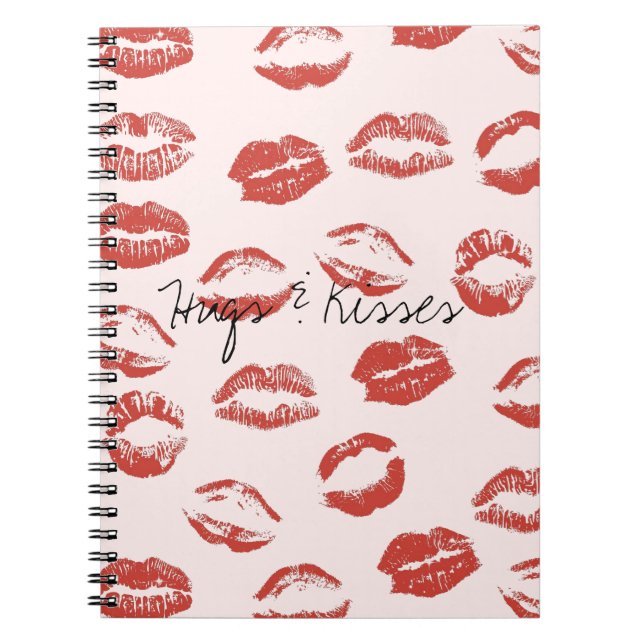 Pink Red Lips Kiss Notebook (Front)