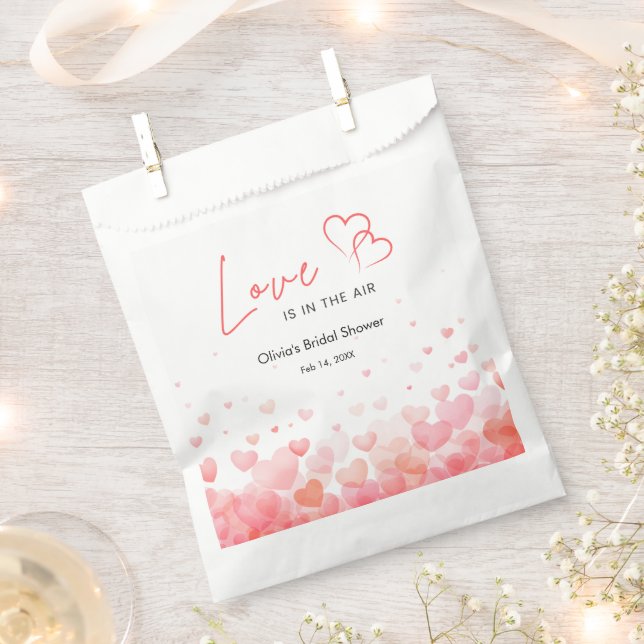 Pink & Red Love is in the Air Bridal Shower  Favour Bag (Clipped)