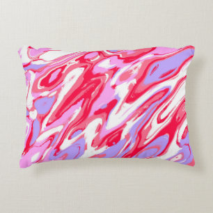 Pink Red Marble Texture Liquid Paint Mixture Decorative Cushion