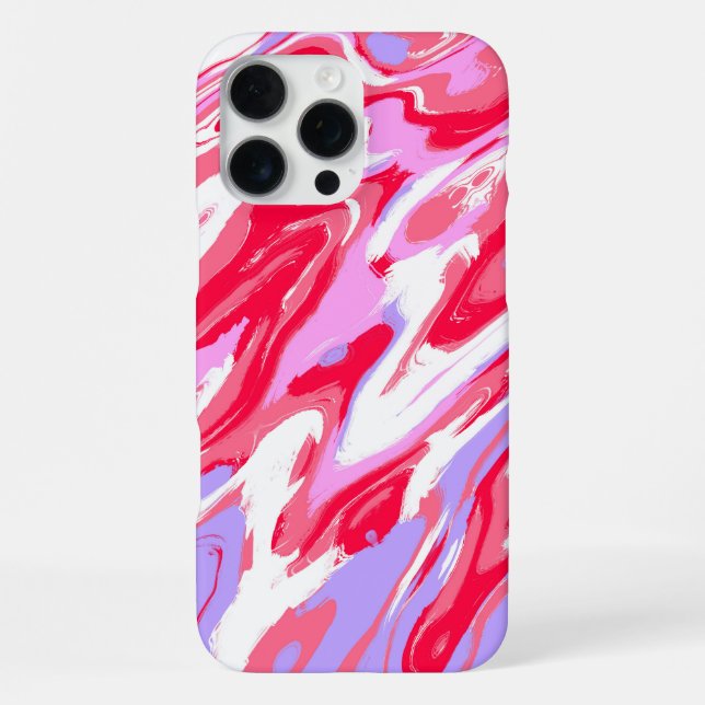 Pink Red Marble Texture Liquid Paint Mixture iPhone Case (Back)