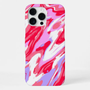Pink Red Marble Texture Liquid Paint Mixture iPhone 16 Pro Max Case