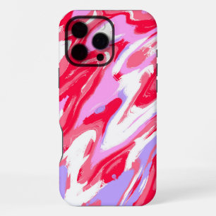Pink Red Marble Texture Liquid Paint Mixture iPhone 16 Pro Max Case