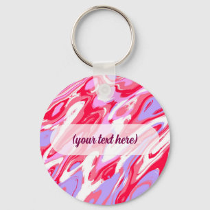 Pink Red Marble Texture Liquid Paint Mixture Key Ring