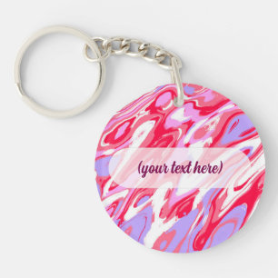 Pink Red Marble Texture Liquid Paint Mixture Key Ring
