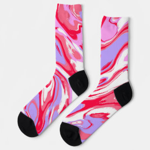 Pink Red Marble Texture Liquid Paint Mixture Socks