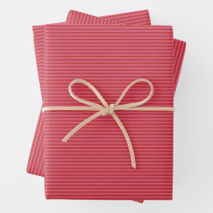 Pink red merry bright stripe Christmas Wrapping Paper Sheet