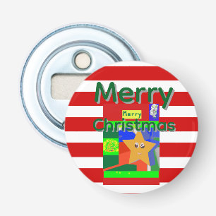 Pink Red Merry Christmas  Bottle Opener