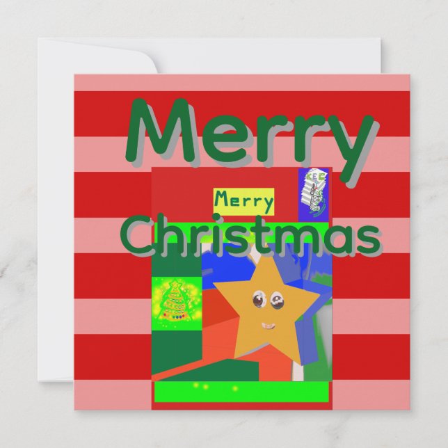 Pink Red Merry Christmas Card (Front)