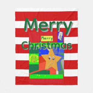 Pink Red Merry Christmas  Fleece Blanket