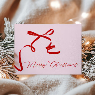 Pink Red Merry Christmas Holiday Card