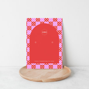 Pink Red Mid Century Modern Logo Earring Display Business Card