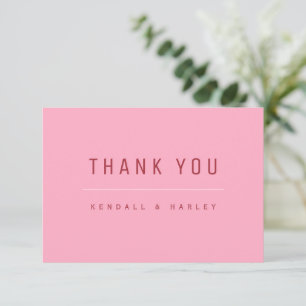 Pink Red Modern Chic Typography Simple Thank You Card