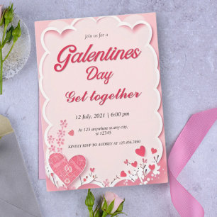 Pink Red Modern galentines Day invitation