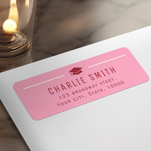Pink Red Modern Typography Graduate Return Address Label