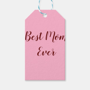 Pink red mother's day best Mum ever gift add text Gift Tags