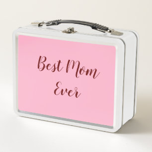 Pink red mother's day best Mum ever gift add text Metal Lunch Box