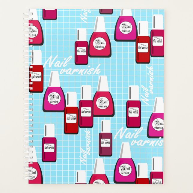 Pink red nail lacquer nail polish cartoon fun fash planner (Front)