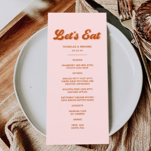 Pink Red Orange Retro Groovy Disco Wedding Menu
