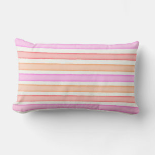 Pink red orange white stripes lumbar cushion