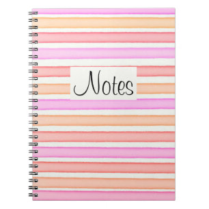 Pink red orange white stripes pattern notebook