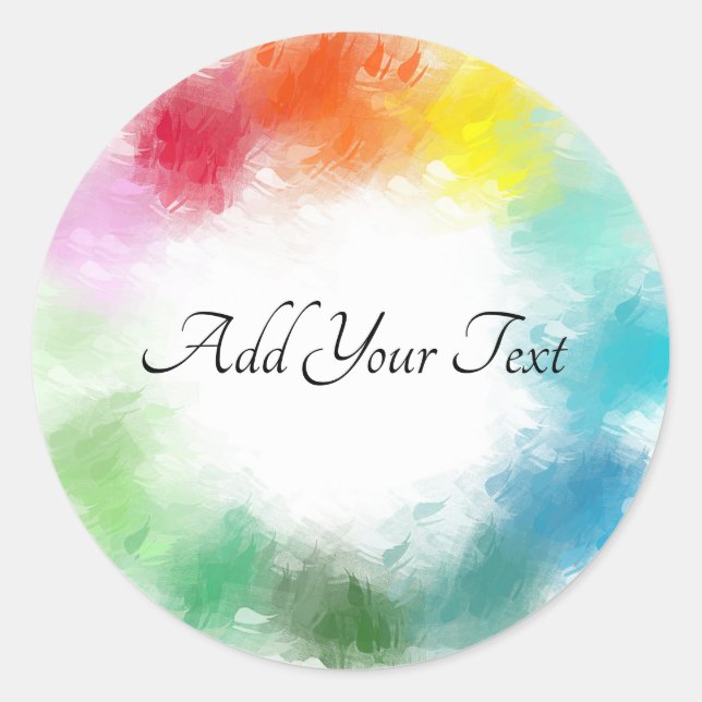 Pink Red Orange Yellow Green Blue Purple White Classic Round Sticker (Front)