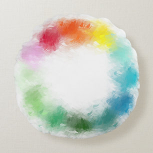 Pink Red Orange Yellow Green Blue Purple White Round Cushion