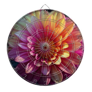 Pink Red Orange Yellow Purple Dahlia Flower Dartboard