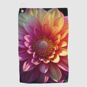 Pink Red Orange Yellow Purple Dahlia Flower Golf Towel