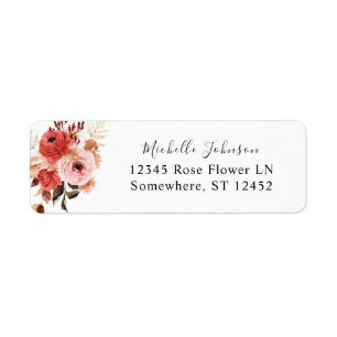 Pink & Red Pink Floral Return Address Label