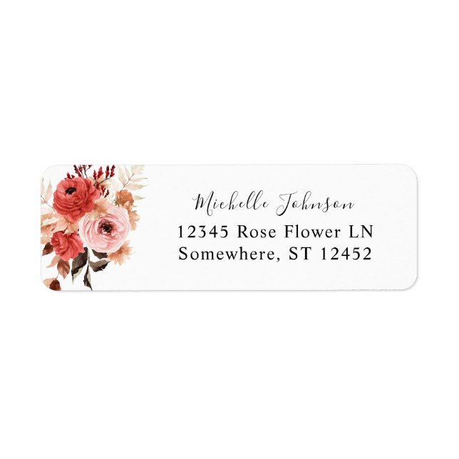 Pink & Red Pink Floral Return Address Label (Front)