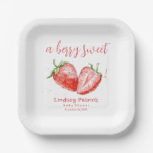 Pink Red Plaid Berry Sweet Strawberry Baby Shower