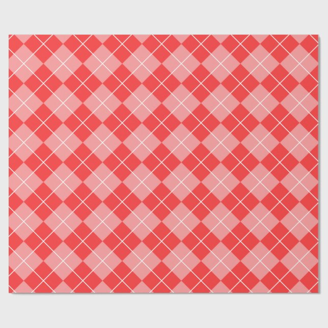 Pink & Red Plaid wrapping paper (Flat)