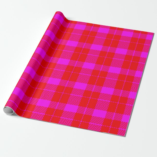 Pink & Red Plaid Wrapping Paper (Unrolled)